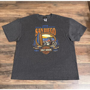 HARLEY DAVIDSON San Diego Mens Gray T-Shirt 2XL Dealer Mtg 2018 Surf Ocean